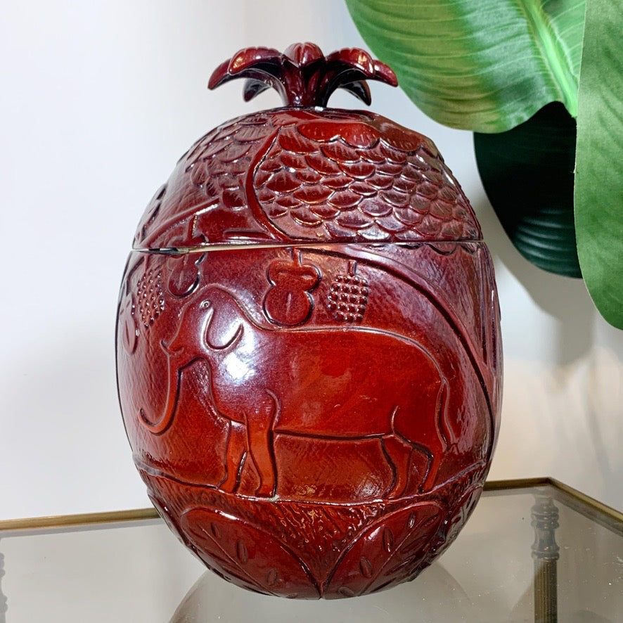 Modernist Red Ice Bucket in the Style of Marc Chagall, 1950's