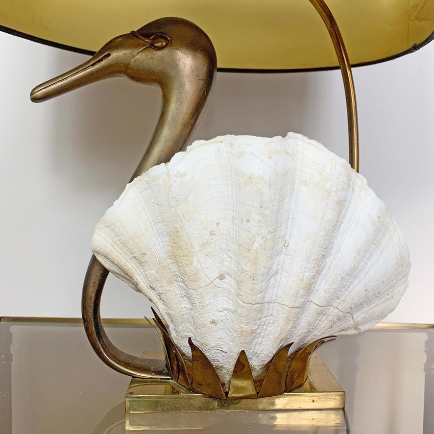 Exceptional Willy Daro White Swan Table Lamp 1970's