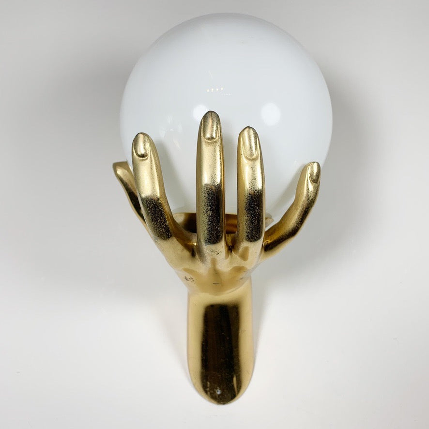 Maison Arlus Gilt Gold Bronze Hand Wall Sconce France 1970's
