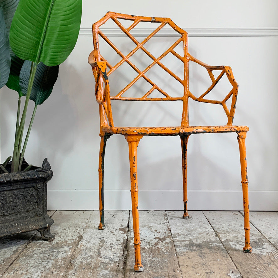Brown Jordan Faux Bamboo Orange Conservatory Chair