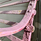 Early Victorian Scroll Arm Wrought Iron Pink Bench of Exceptional Proportions