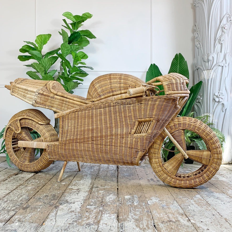 Incredible Life Size Wicker and Bamboo Racing Motorbike