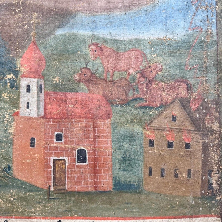17th Century Wall Hanging oil on canvas of St Leonard of Noblac