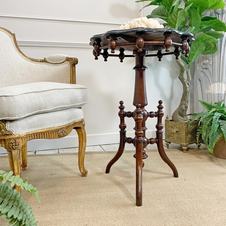 Antique Swedish Gypsy Table With Walnut Veneer