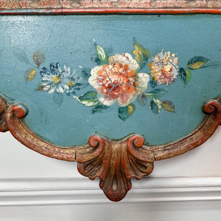Antique Turquoise Painted Venetian Mirror