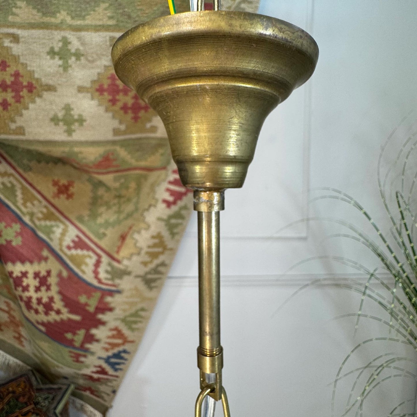 1920's Moravian Glass Star Pendant Ceiling Light with Etched Star Decoration