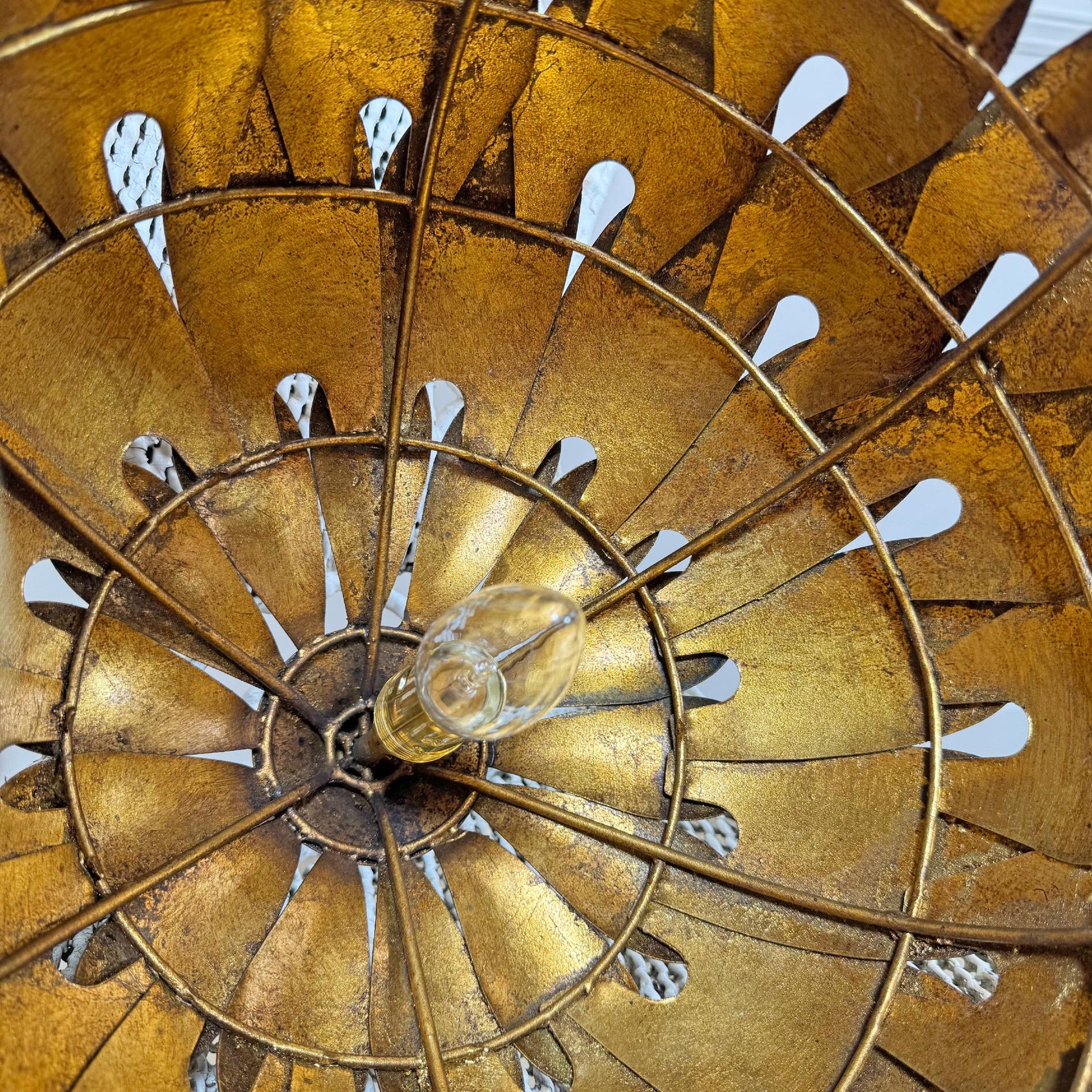 1950's Gilt Scallop Italian S.Salvadori Pendant Light