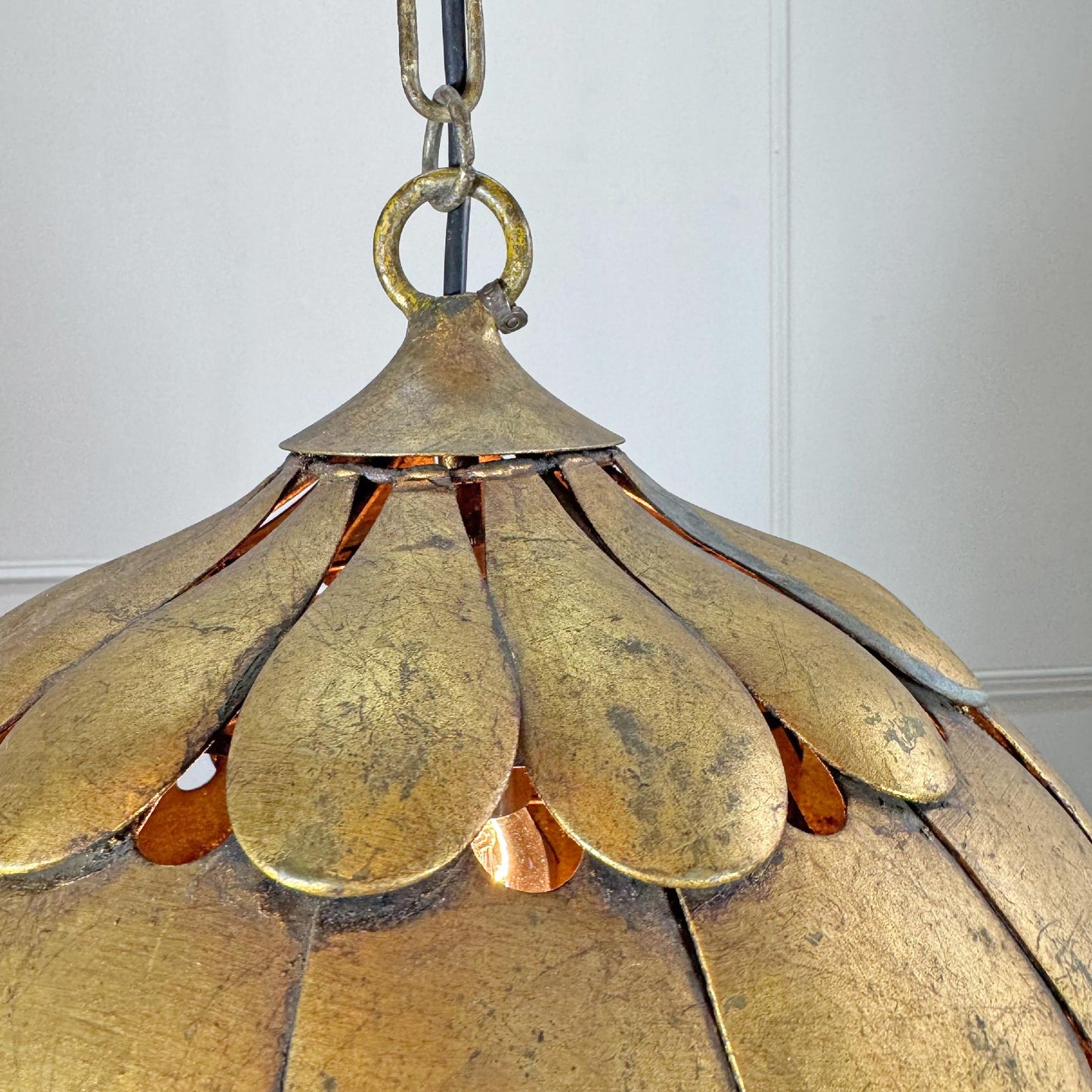 1950's Gilt Scallop Italian S.Salvadori Pendant Light