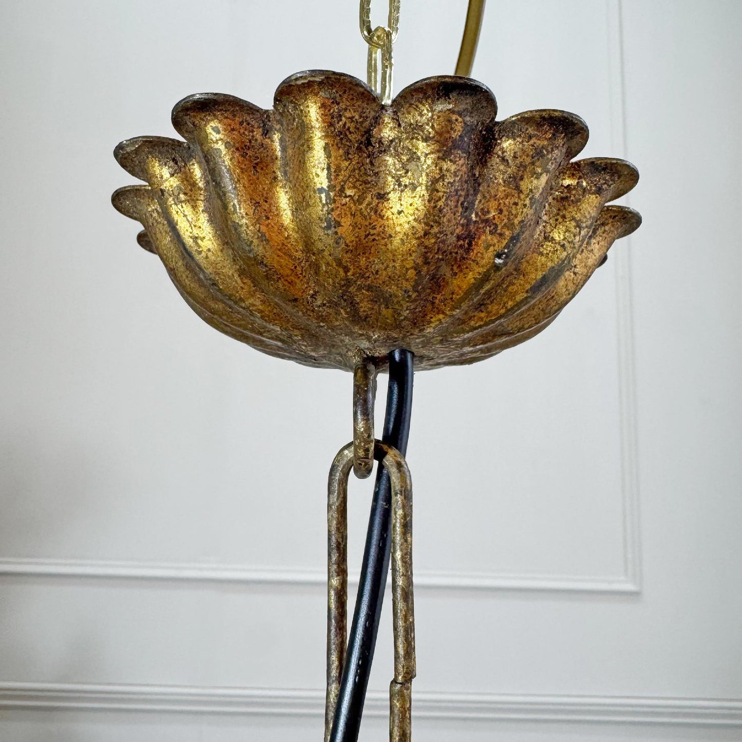 1950's Gilt Scallop Italian S.Salvadori Pendant Light