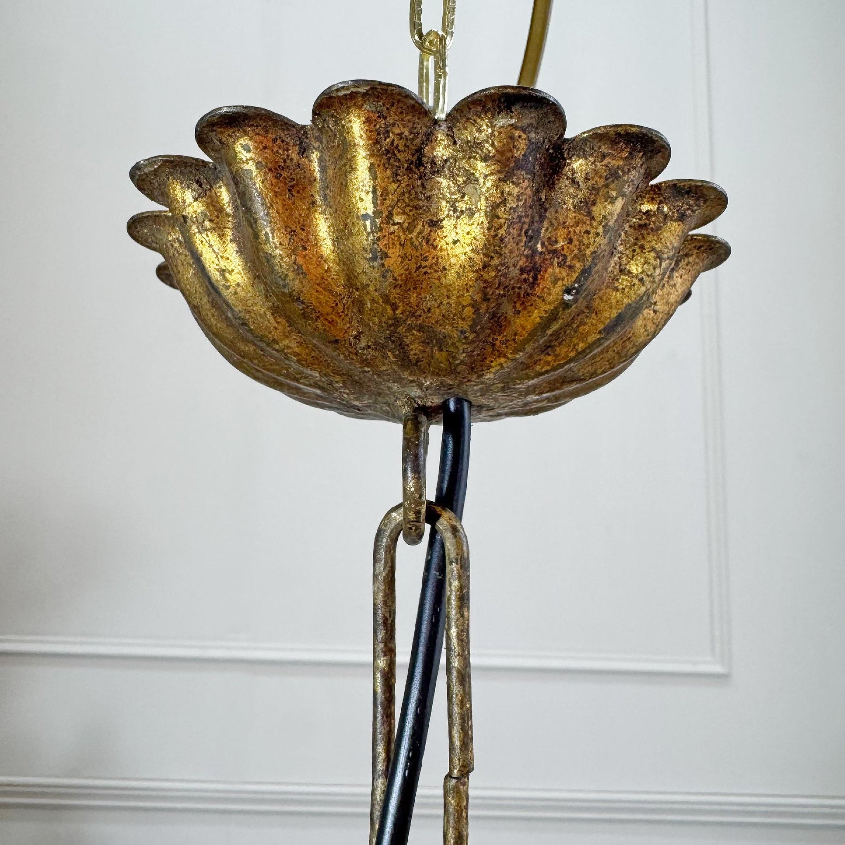 1950's Gilt Scallop Italian S.Salvadori Pendant Light