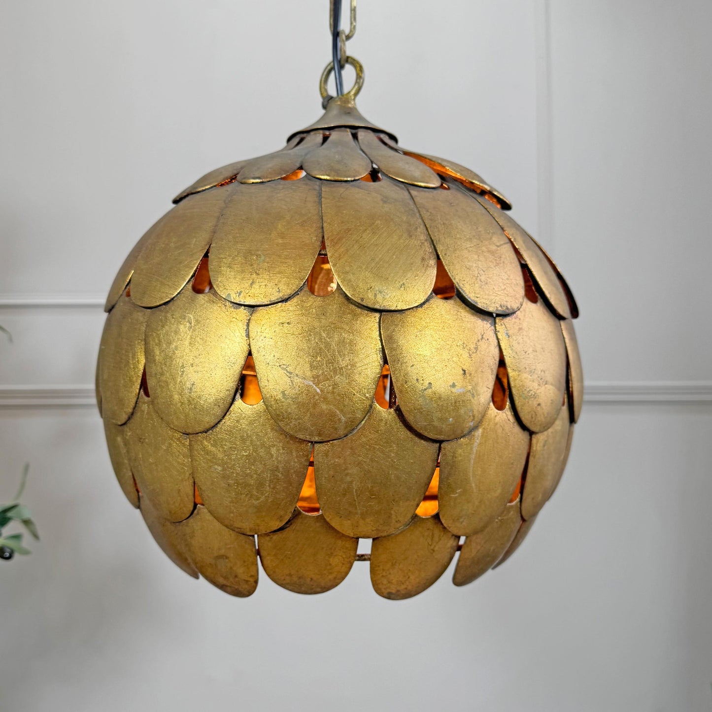 1950's Gilt Scallop Italian S.Salvadori Pendant Light
