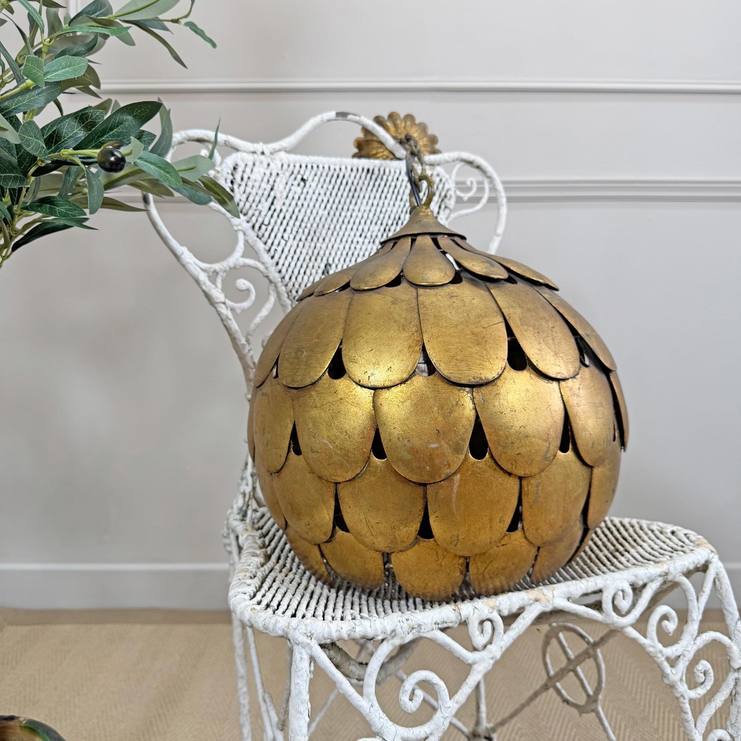 1950's Gilt Scallop Italian S.Salvadori Pendant Light
