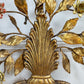 1950's Gilt Metal Italian Wall Light with Painted Flowers