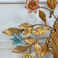 1950's Gilt Metal Italian Wall Light with Painted Flowers