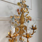1950's Gilt Metal Italian Wall Light with Painted Flowers