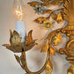 1950's Gilt Metal Italian Wall Light with Painted Flowers