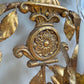 1950's Gilt Metal Italian Wall Light with Painted Flowers