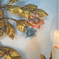 1950's Gilt Metal Italian Wall Light with Painted Flowers