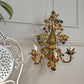 1950's Gilt Metal Italian Wall Light with Painted Flowers