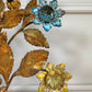 1950's Gilt Metal Italian Wall Light with Painted Flowers