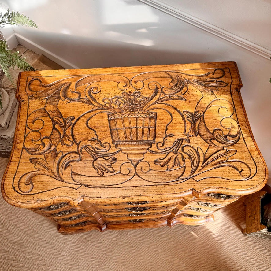 18th Century Carved Ash Dutch Serpentine Chest of Drawers
