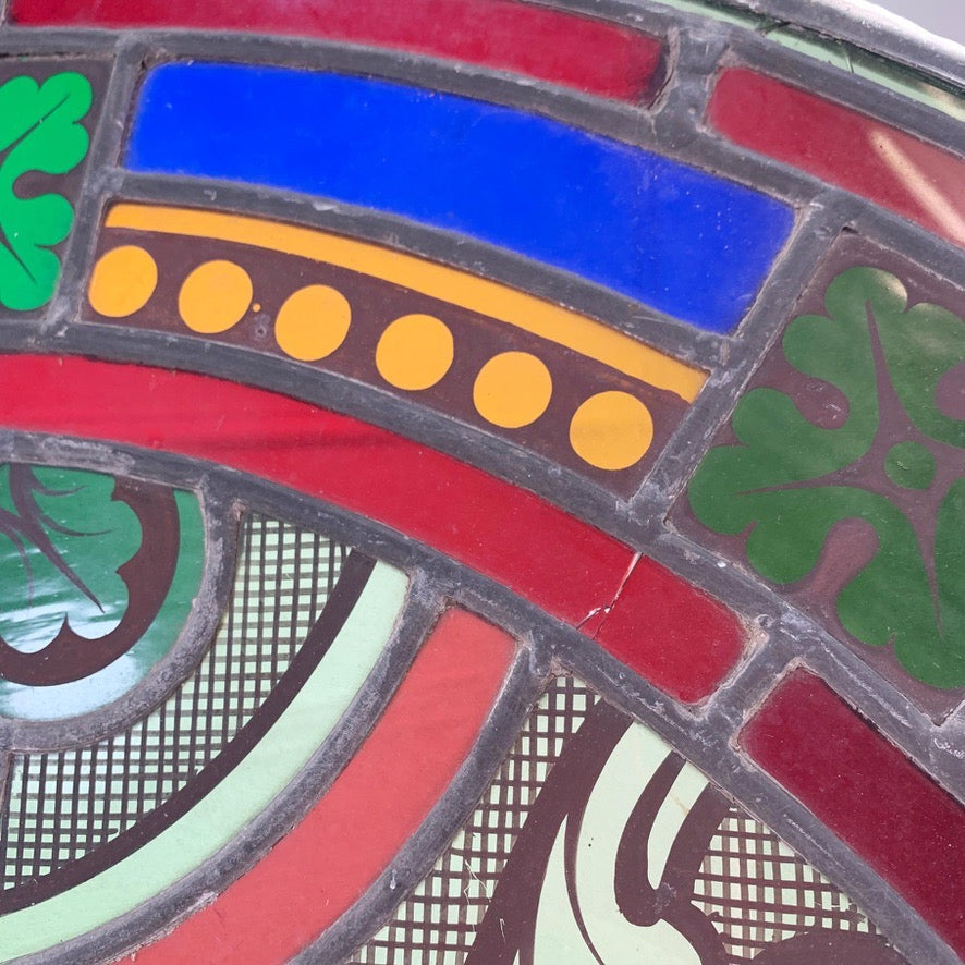 19th Century French Hand Painted Stained Glass Church Panel