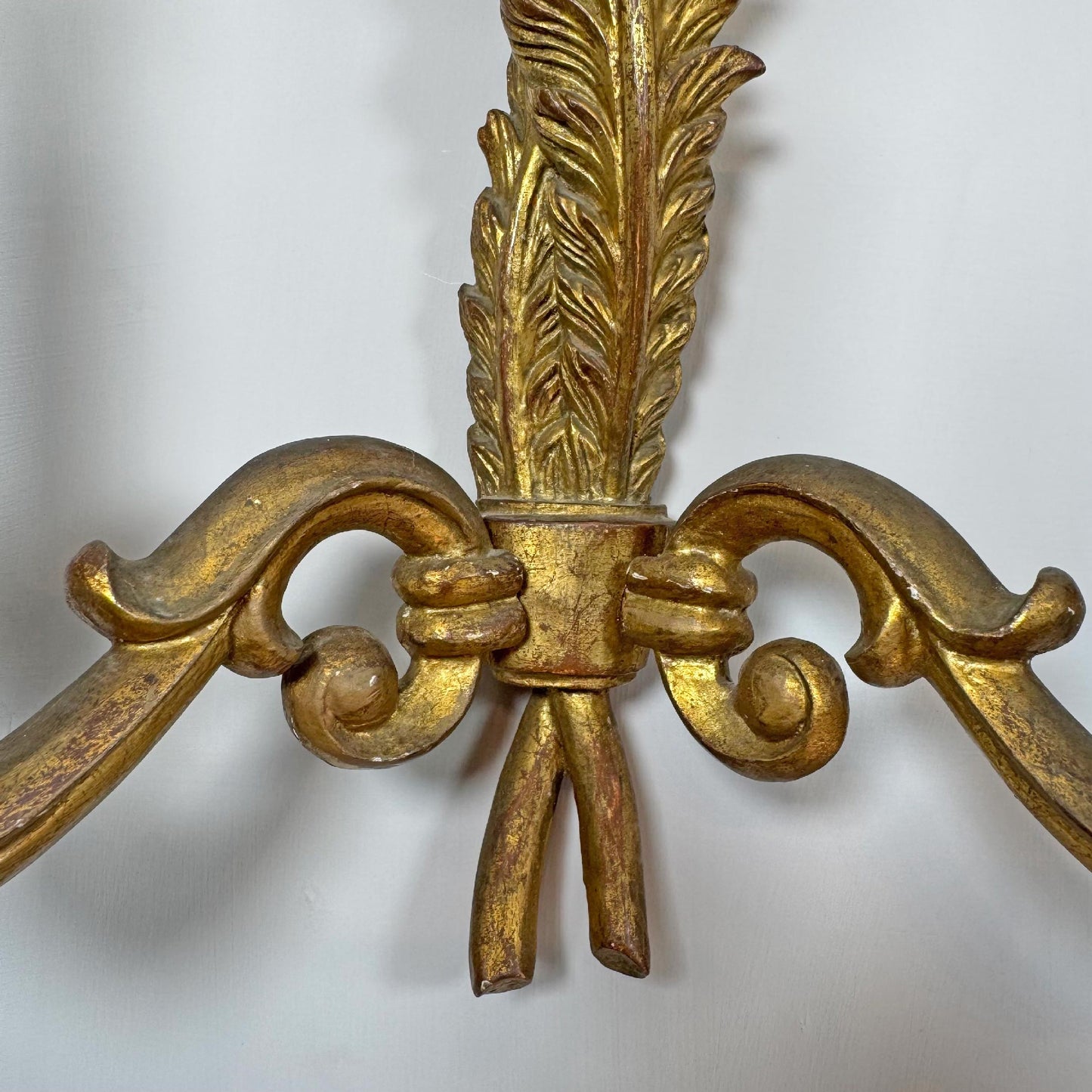 19th Century Giltwood Italian Feather Wall Lights