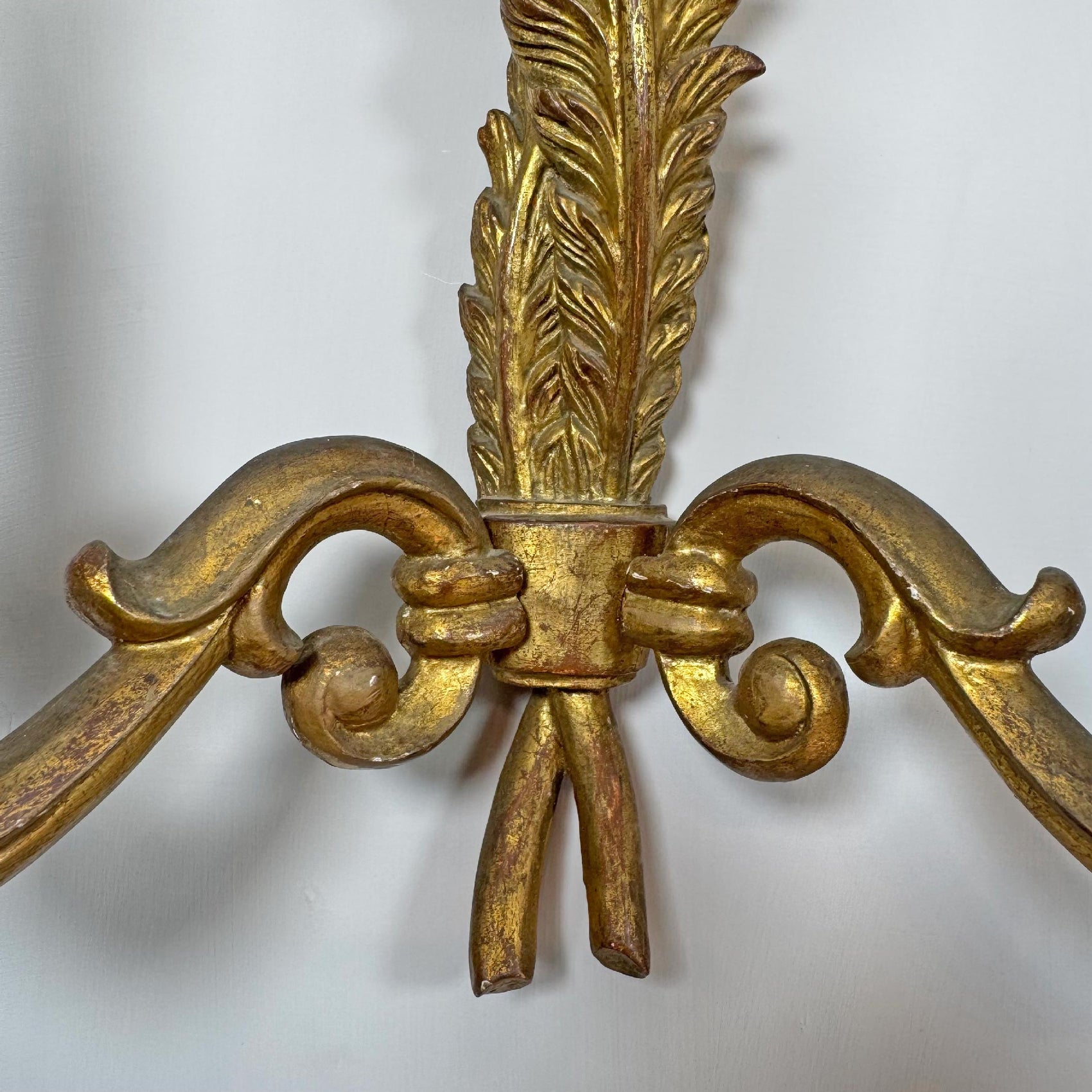 19th Century Giltwood Italian Feather Wall Lights