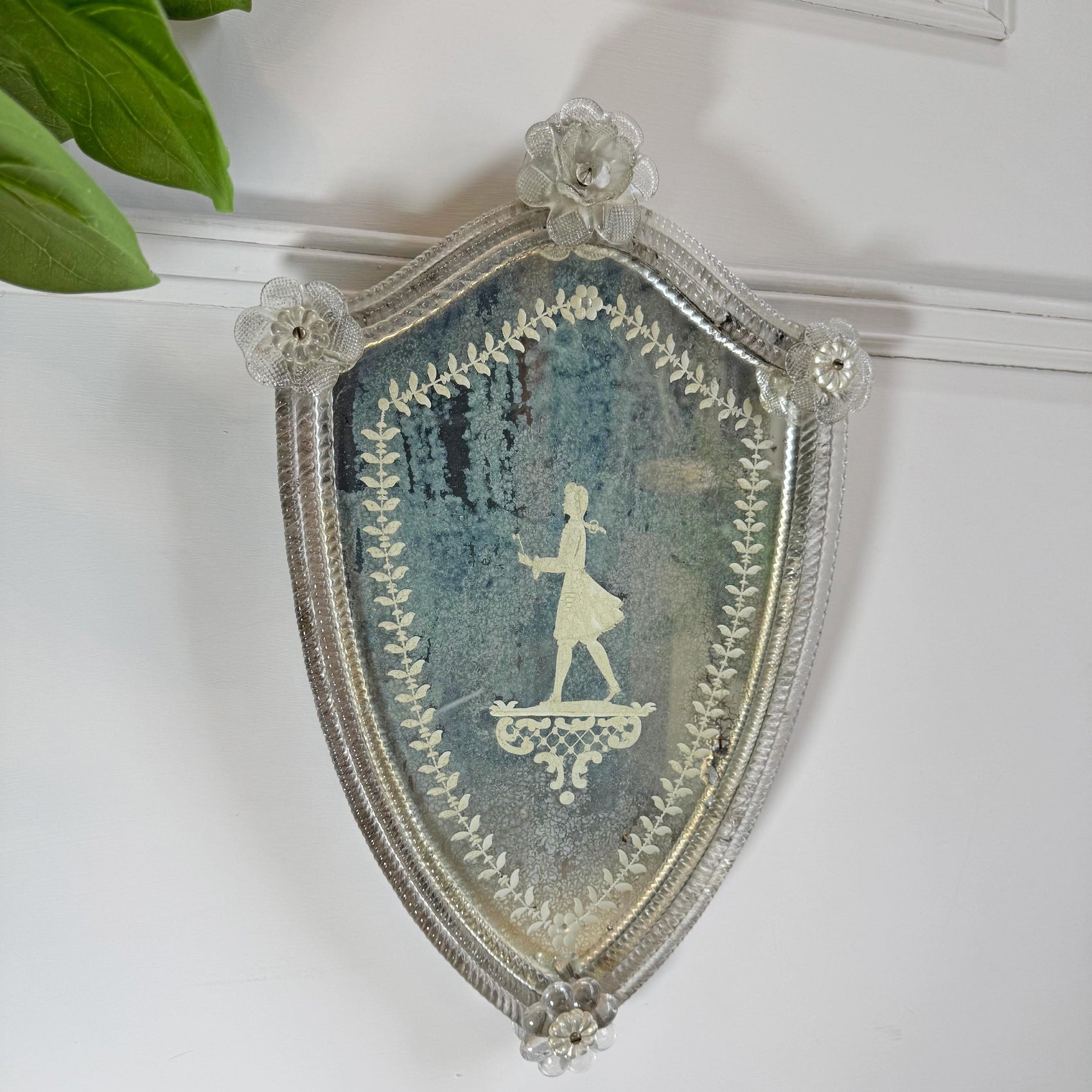 19th Century Venetian Murano Etched Mirror
