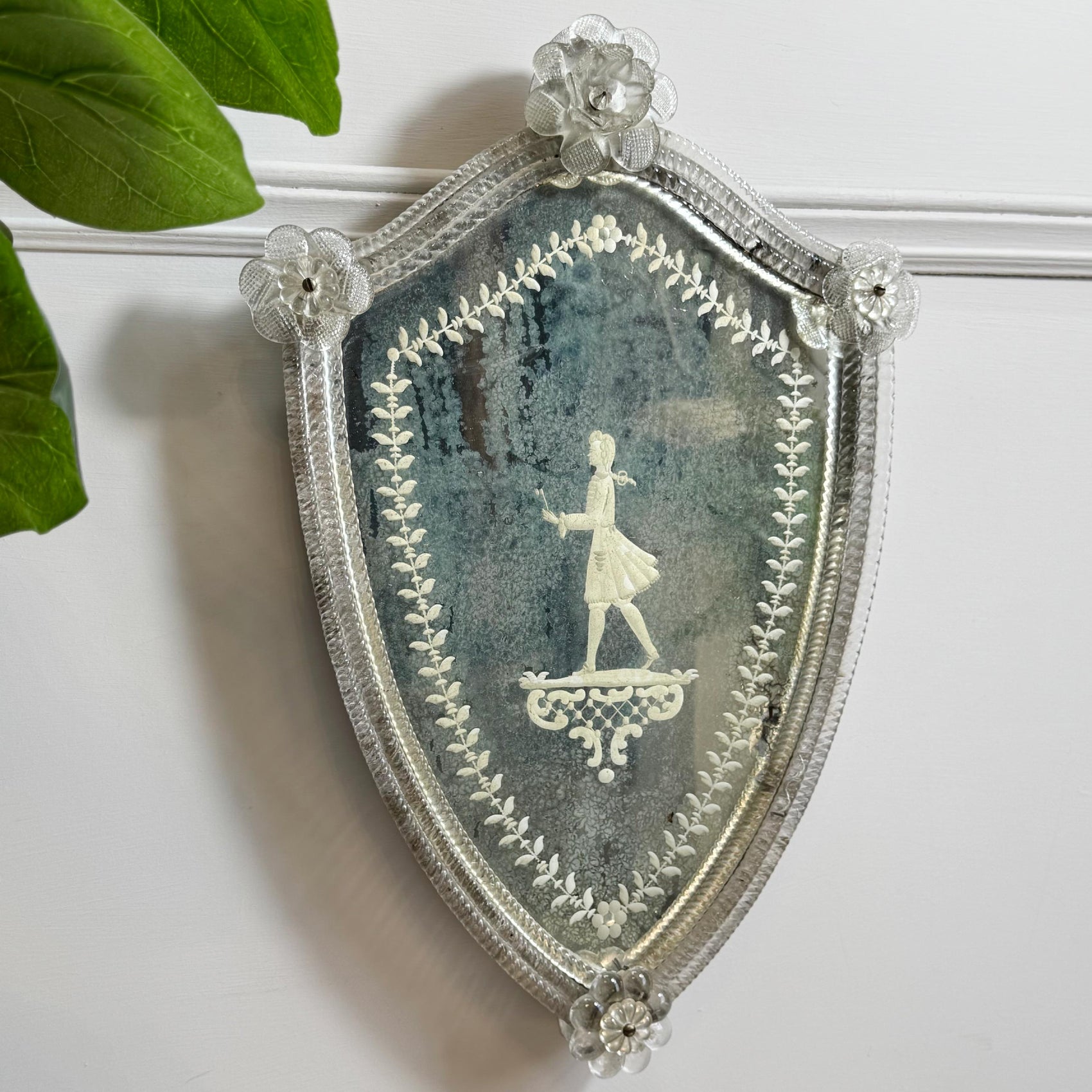 19th Century Venetian Murano Etched Mirror