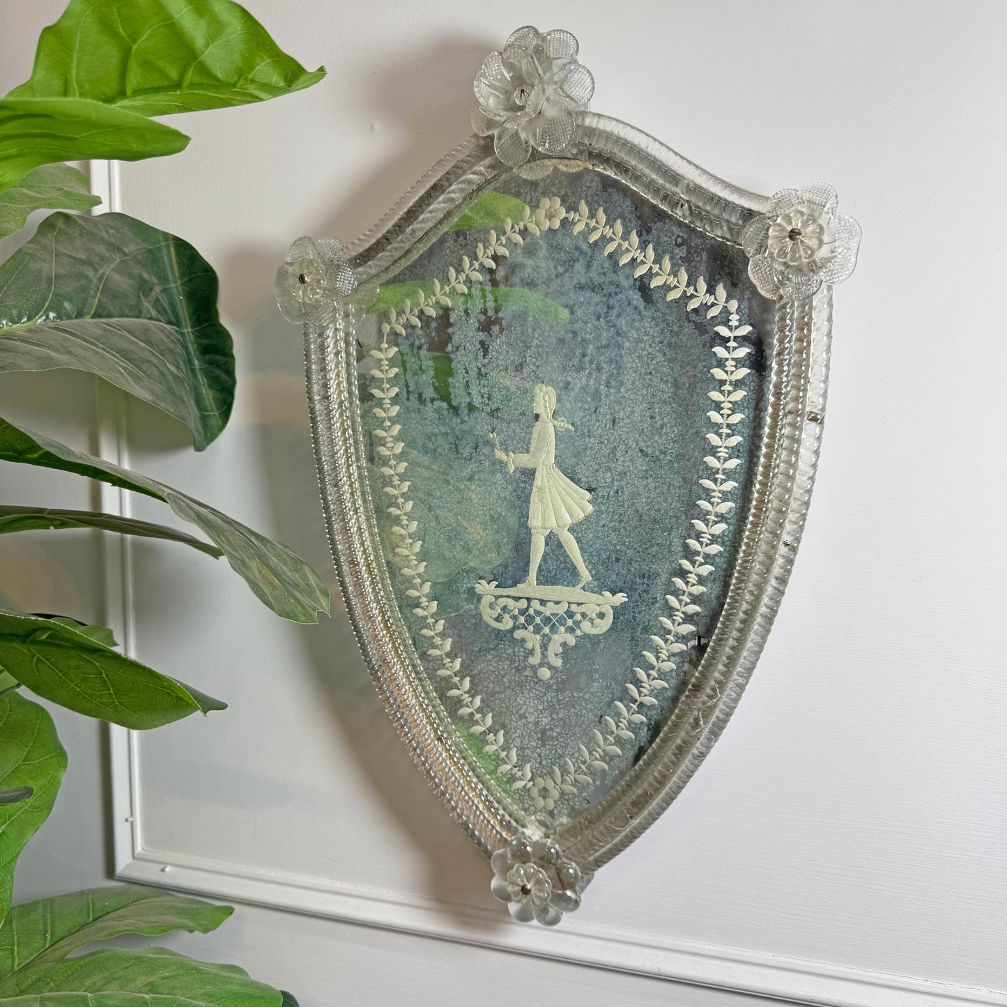 19th Century Venetian Murano Etched Mirror