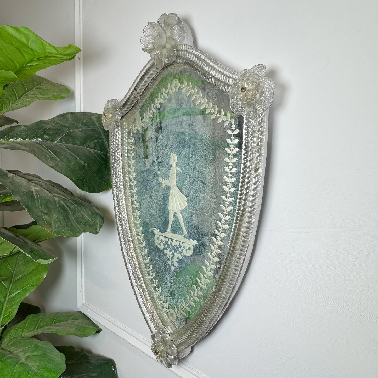 19th Century Venetian Murano Etched Mirror