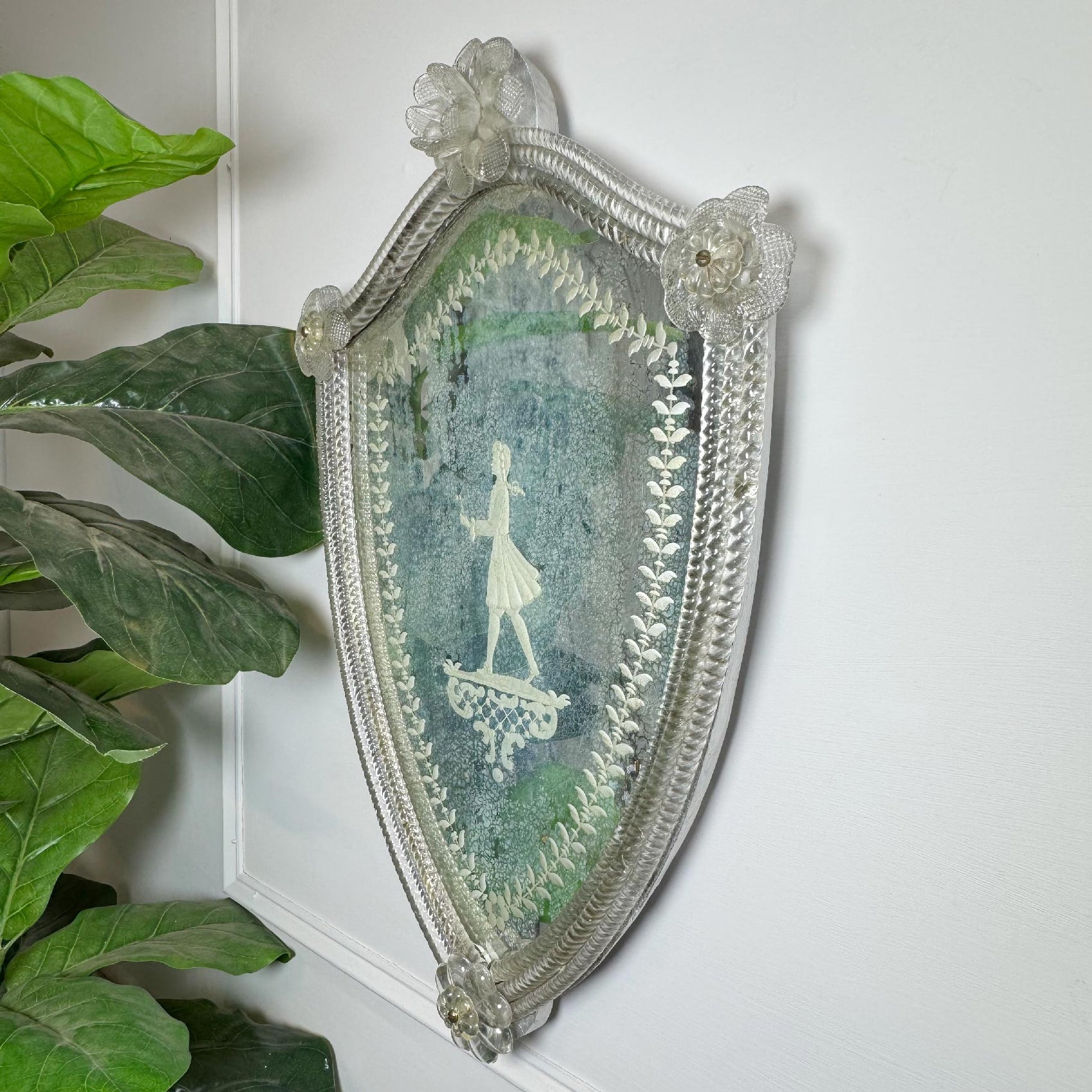 19th Century Venetian Murano Etched Mirror