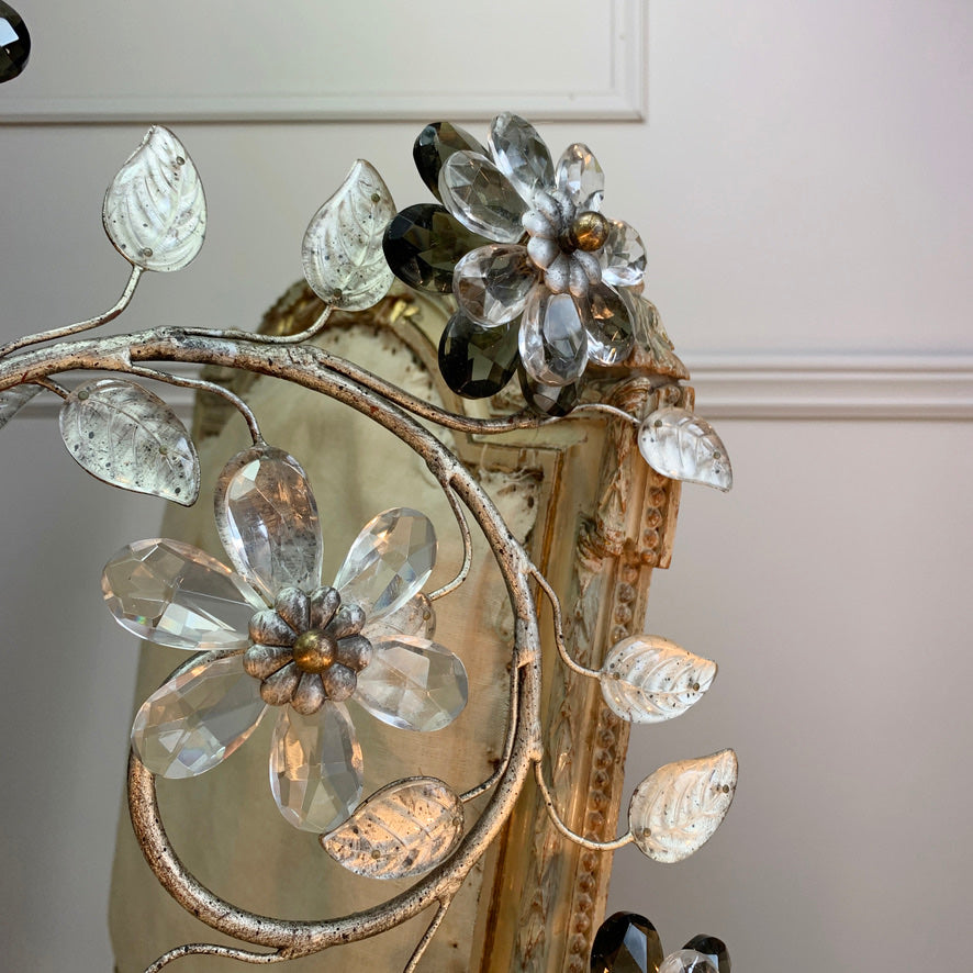 Monumental Gilt Iron and Murano Crystal Banci Firenze Wall Light