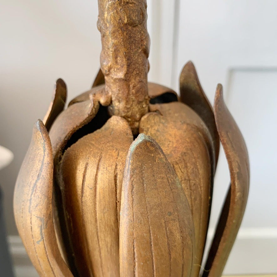 1950's Gold Lotus Flower American Table Lamp by the Marbro Company