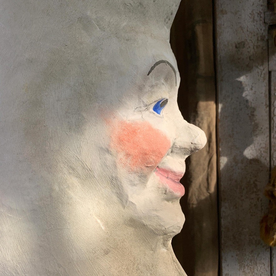 Large Folk Art Papier Mache Moon with Face