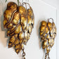 Pair of Gold Italian Leaf and Chain Swag Wall Lights 1950's