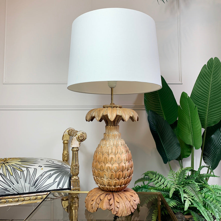 Maison Jansen Carved Wooden Pineapple Table Lamp