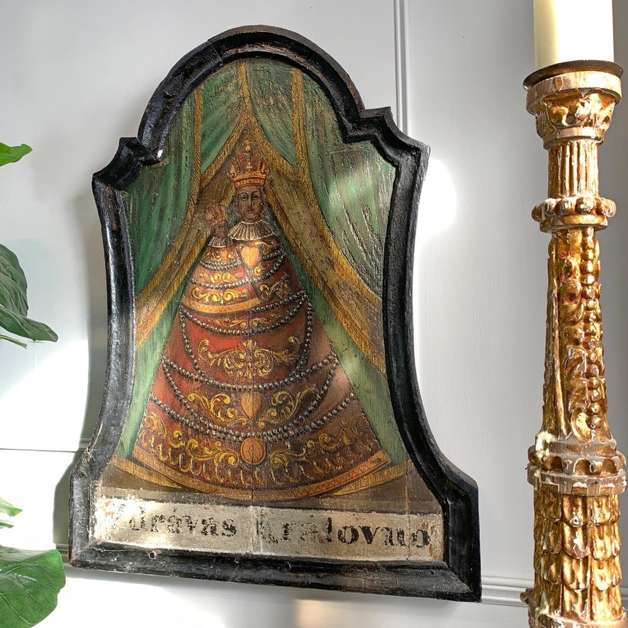 16th/17th Century Eastern Orthodox Icon on Board of the Virgin Mary and Jesus