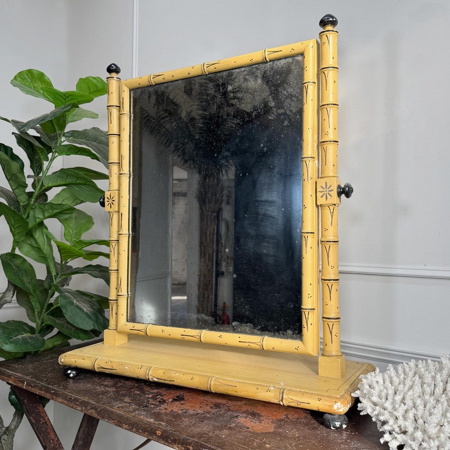 Regency Painted Faux Bamboo Dressing Table Mirror