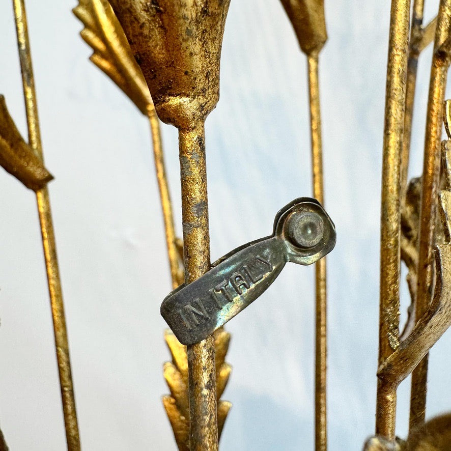 1950's Italian Gilt Scroll and Leaf Wall Lights