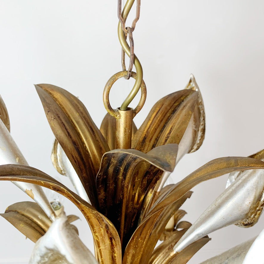 Hans Kogl Gilt & Silver Calla Lily Chandelier, C 1970s