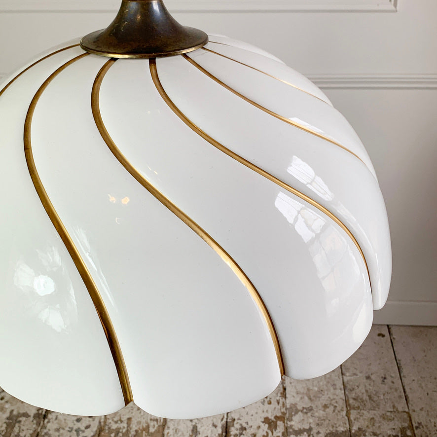 Tommaso Barbi Huge White and Gold Ceramic Pendant Light