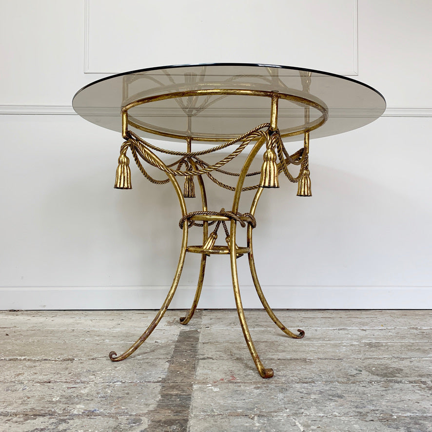 Mid Century Gold Rope & Tassel Table