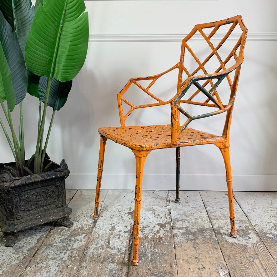 Brown Jordan Faux Bamboo Orange Conservatory Chair