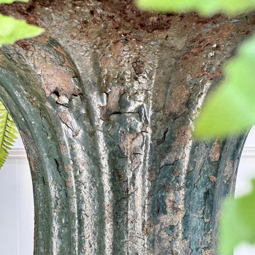 Pair of High Victorian Cast Iron Campana Urns on Plinths