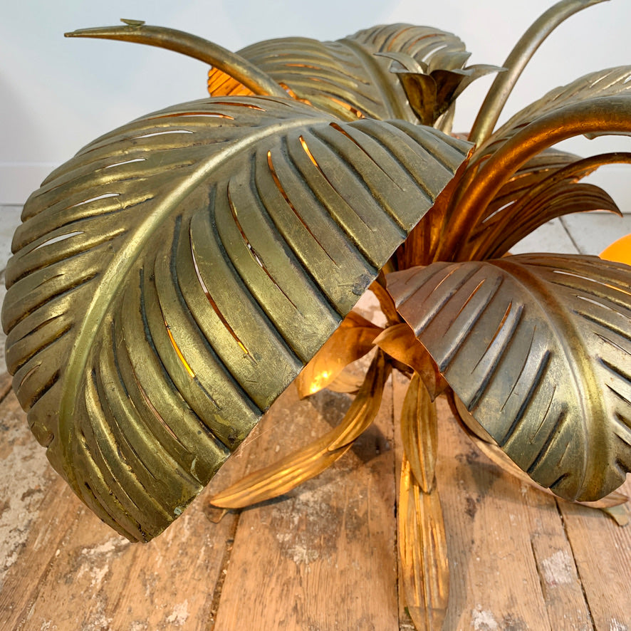 Sergio Terzani Illuminated Gold Palm Leaf Table 1970's