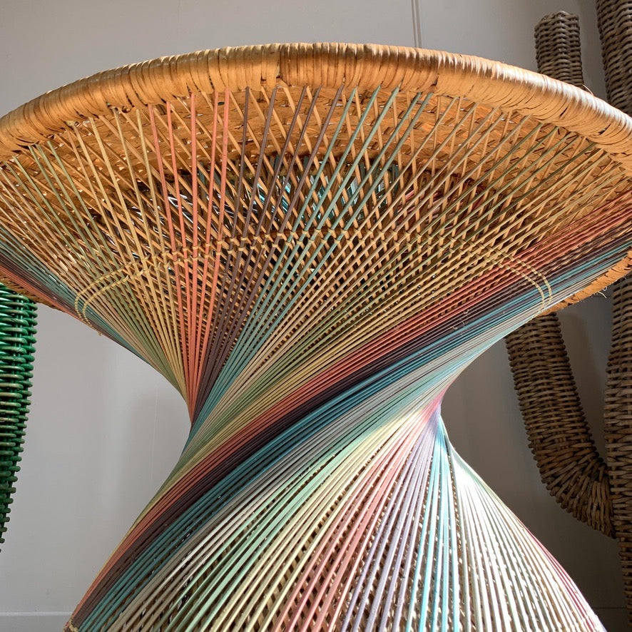 Italian Rainbow Rattan 'Emmanuelle' Peacock Coffee Table 1970's