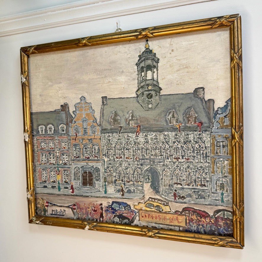 Mid Century Oil On Canvas of Mons in Belgium