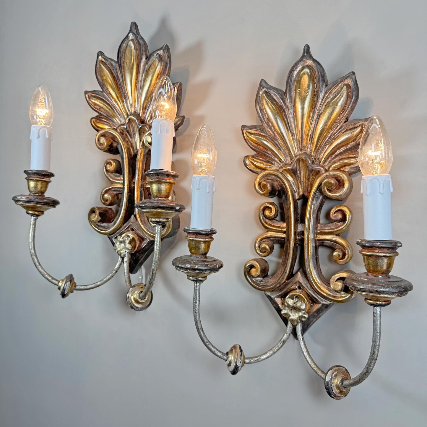 20th Century Italian Gilt Wooden Wall Lights
